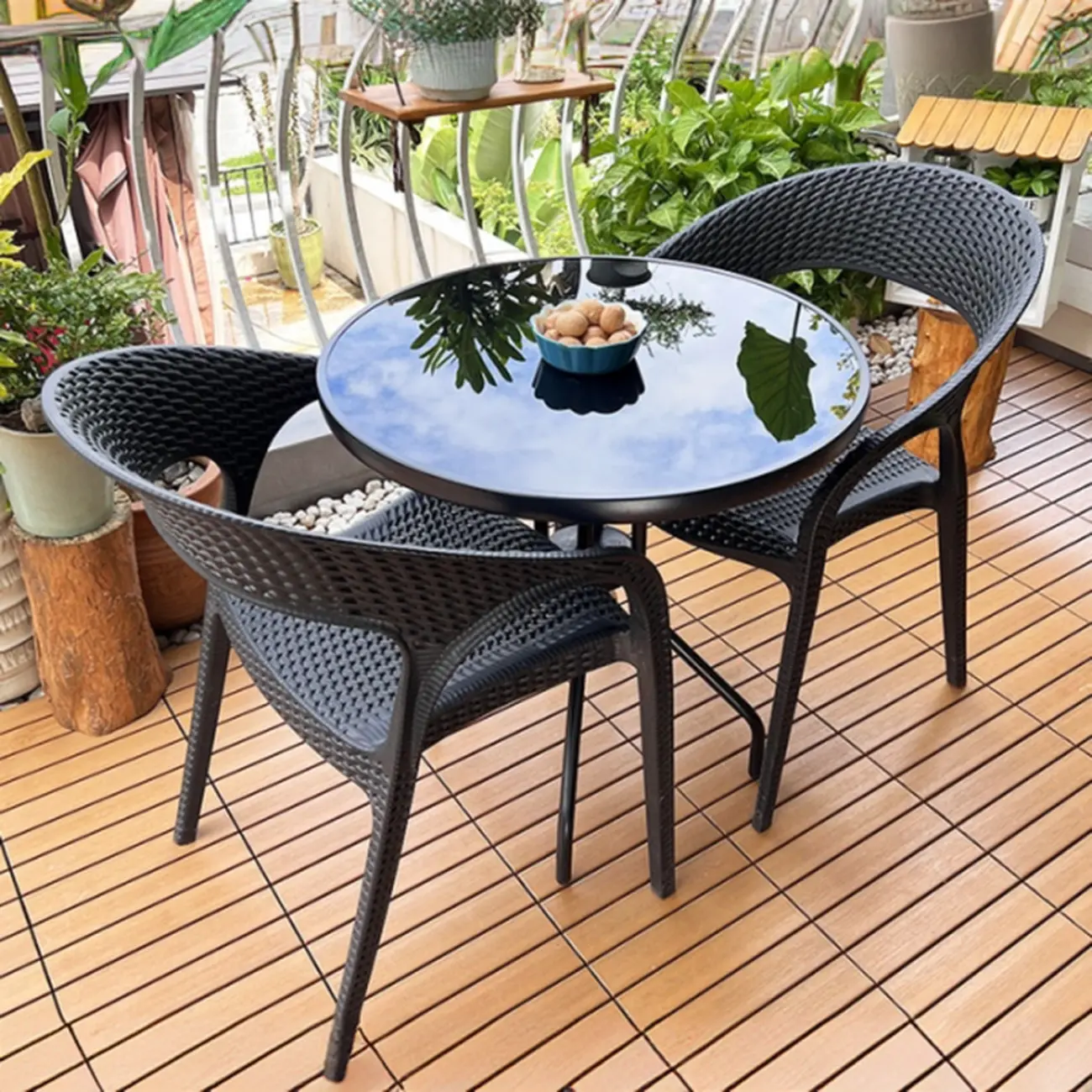 3 Piece Set UV-proof Metal Outdoor Dining Set Image - 9 | homeyfad