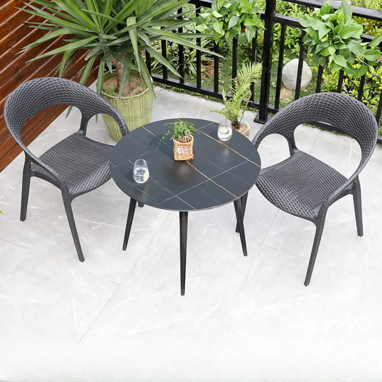 3 Piece Set UV-proof Metal Outdoor Dining Set Image - 12 | homeyfad