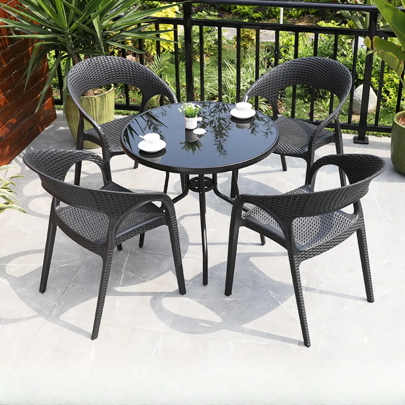 3 Piece Set UV-proof Metal Outdoor Dining Set Image - 15 | homeyfad