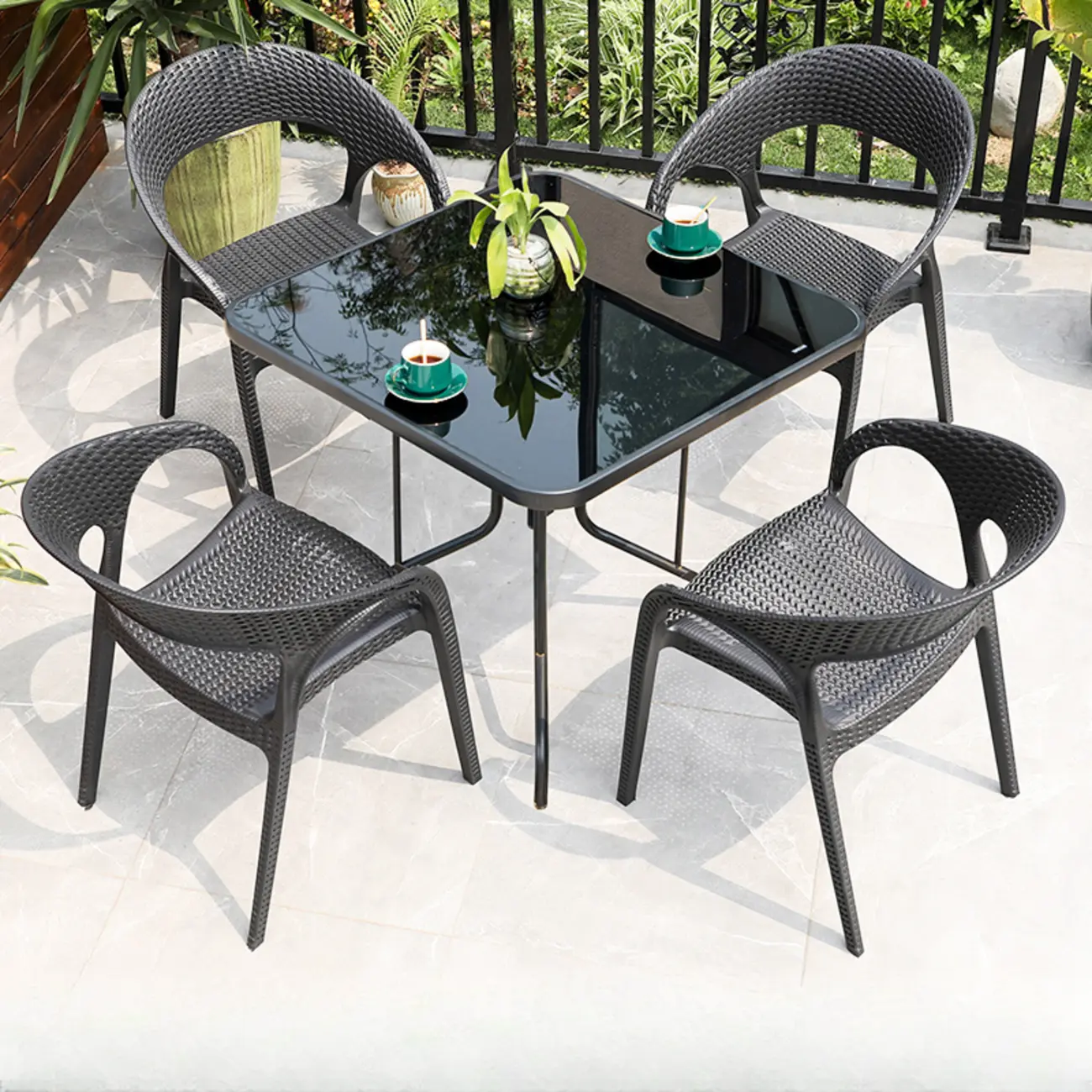 3 Piece Set UV-proof Metal Outdoor Dining Set Image - 17 | homeyfad