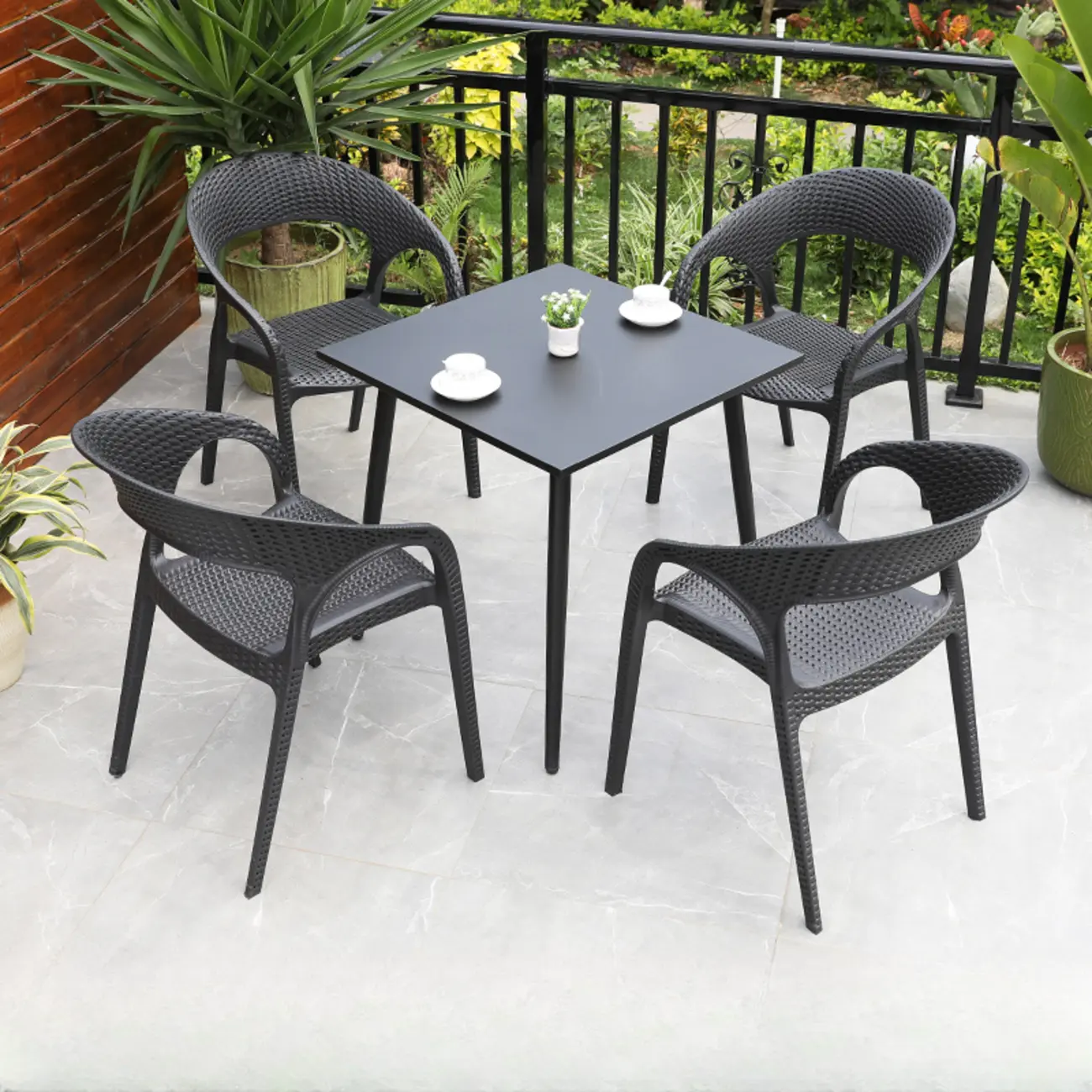 3 Piece Set UV-proof Metal Outdoor Dining Set Image - 21 | homeyfad