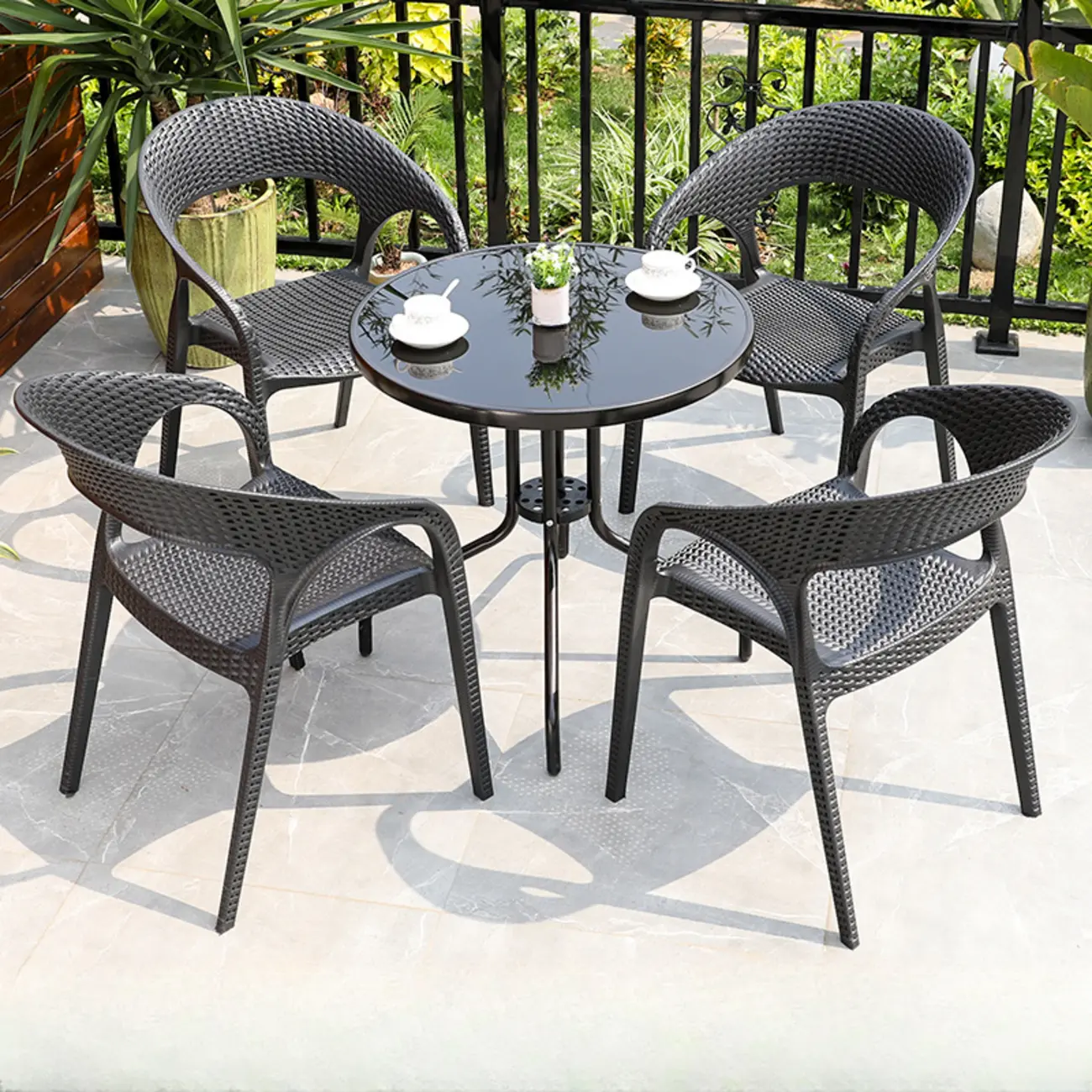 3 Piece Set UV-proof Metal Outdoor Dining Set Image - 23 | homeyfad