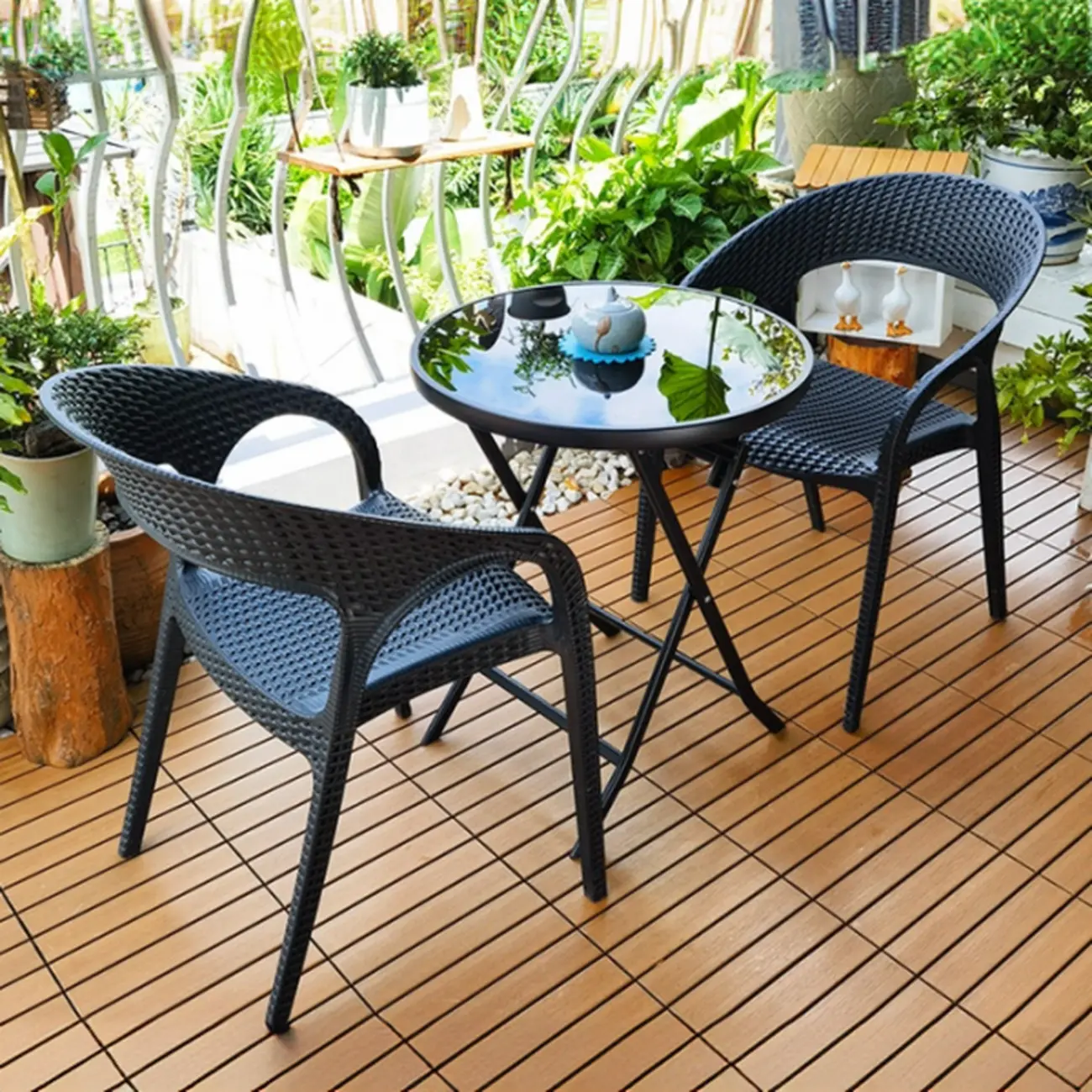 3 Piece Set UV-proof Metal Outdoor Dining Set Image - 26 | homeyfad