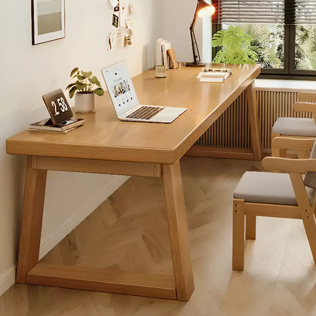 Large Modern Brown Wooden Sled Office Desk Image - 2 | homeyfad
