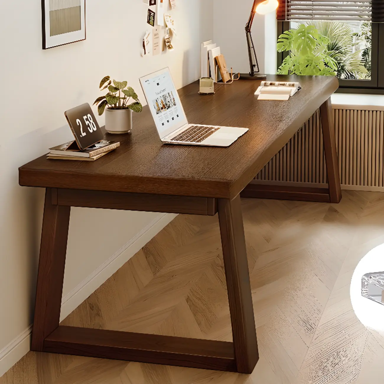 Large Modern Brown Wooden Sled Office Desk Image - 1 | homeyfad