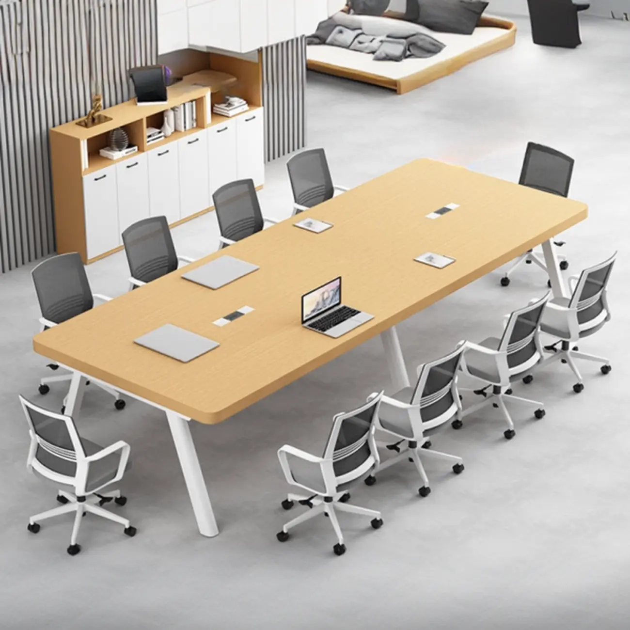 Large Modern Natural Wood Office Desk for Meeting Room Image - 1 | homeyfad
