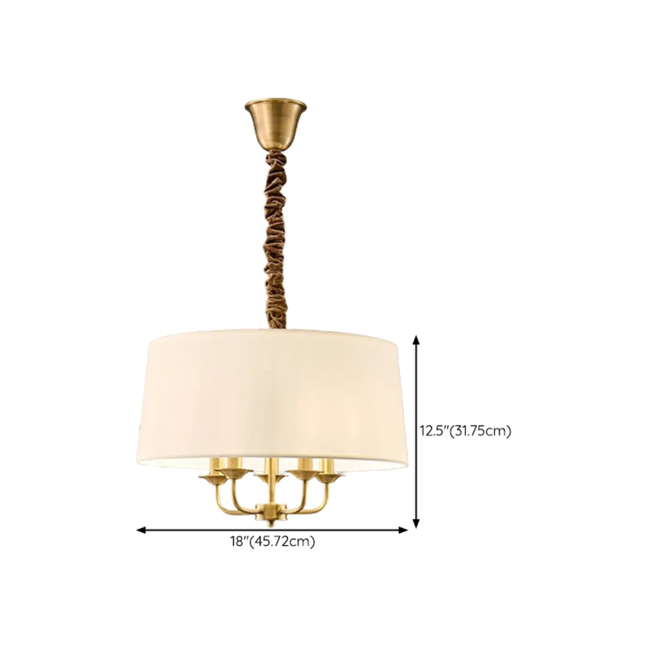 Minimalist Gold Drum Fabric Chandelier with Adjustable Height #size