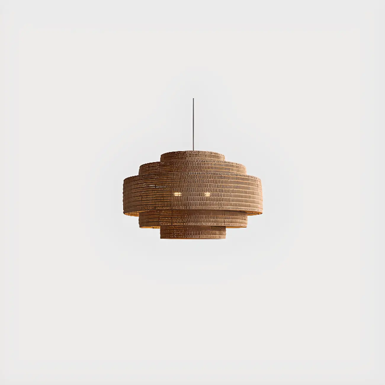 Oriental Brown Tiered Rattan Pendant Light for Dining Area Image - 6 | homeyfad