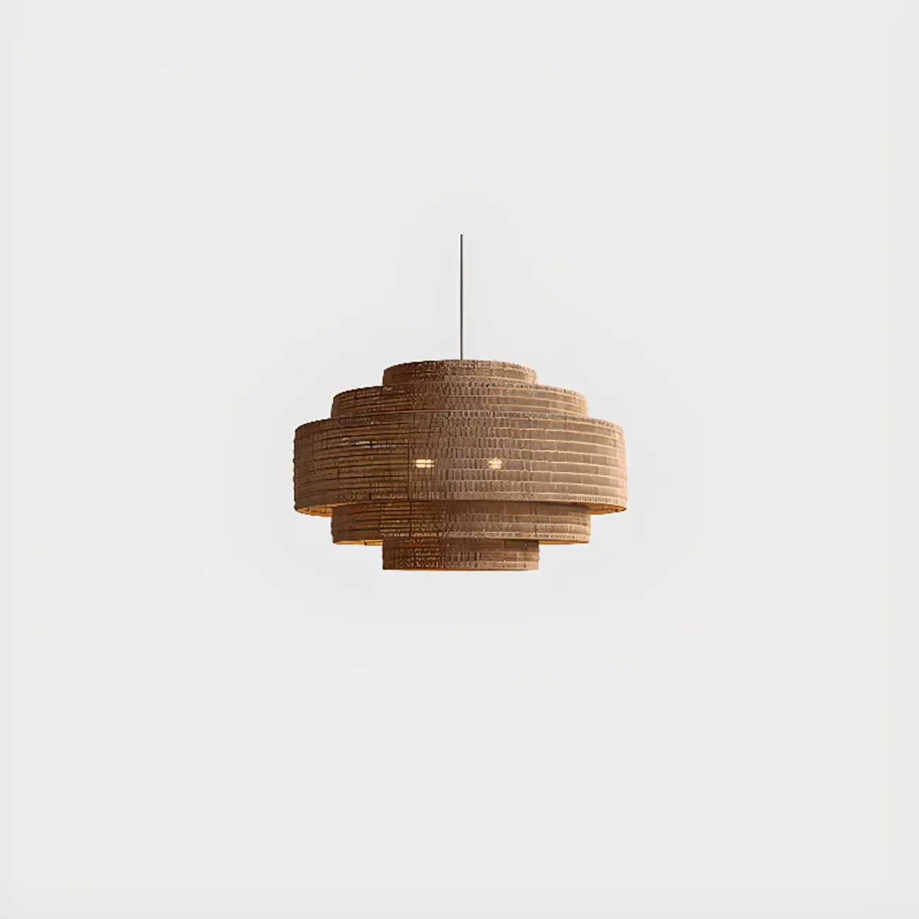 Oriental Brown Tiered Rattan Pendant Light for Dining Area Image - 6
