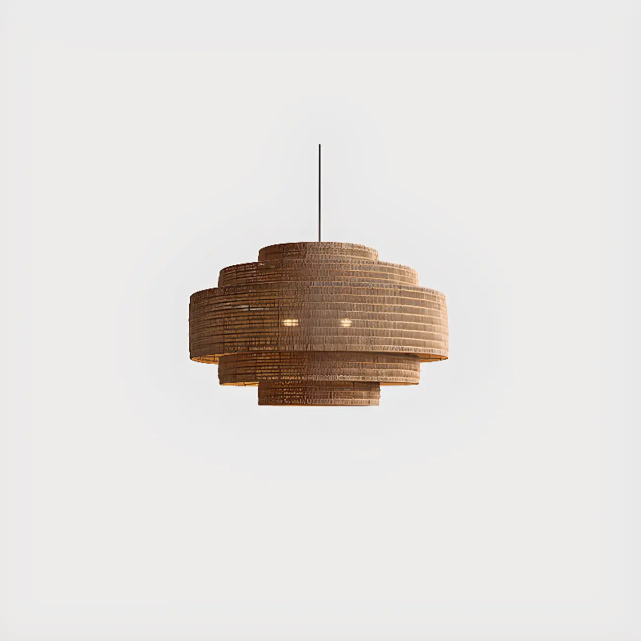 Oriental Brown Tiered Rattan Pendant Light for Dining Area Image - 7 | homeyfad