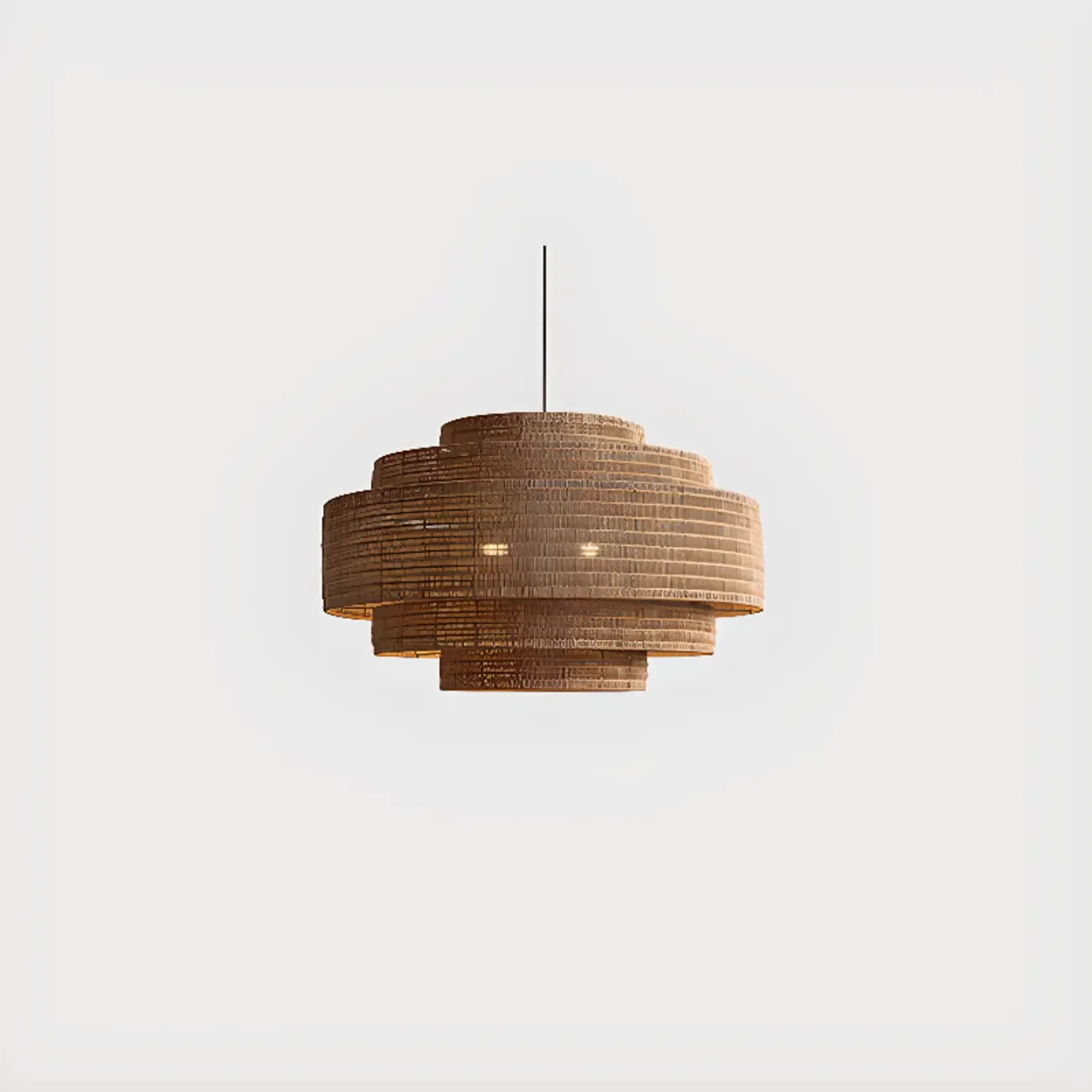  Wabi-Sabi Style Brown Tiered Rattan Pendant Light for Dining Room | HomeyFad