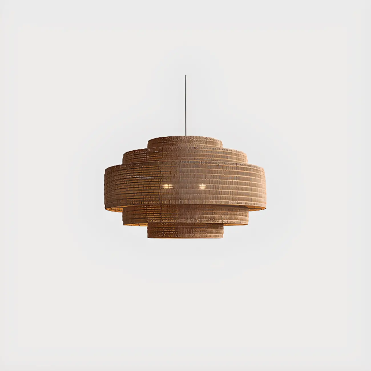 Oriental Brown Tiered Rattan Pendant Light for Dining Area Image - 8 | homeyfad