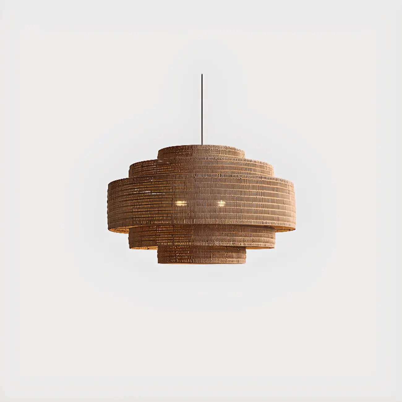 Oriental Brown Tiered Rattan Pendant Light for Dining Area Image - 9 | homeyfad