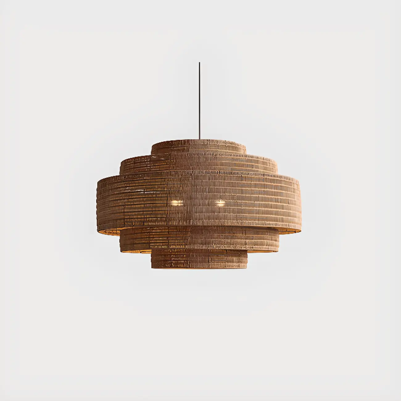 Oriental Brown Tiered Rattan Pendant Light for Dining Area Image - 10 | homeyfad