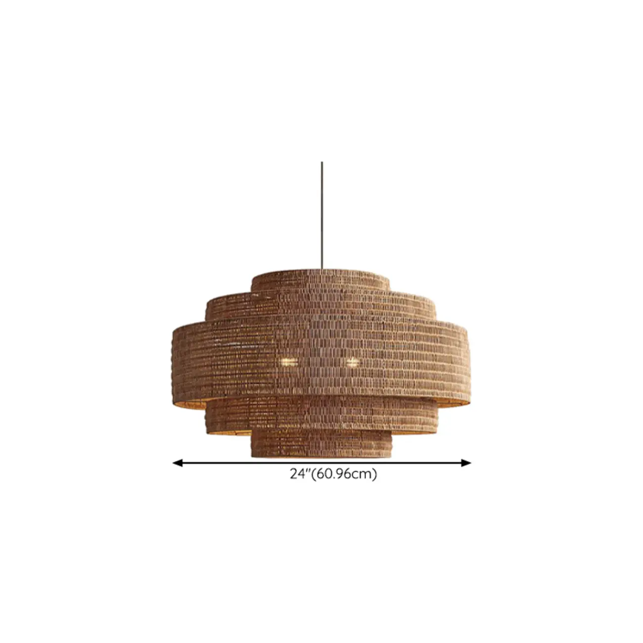 Oriental Brown Tiered Rattan Pendant Light for Dining Area Image - 14 | homeyfad