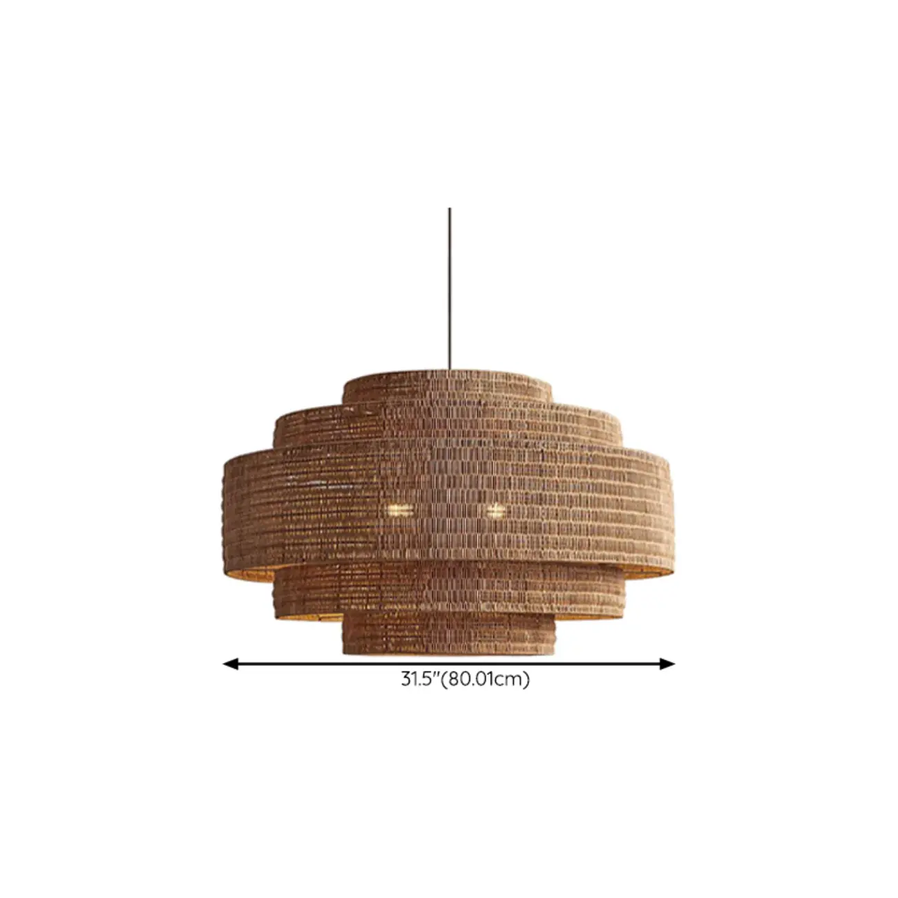 Oriental Brown Tiered Rattan Pendant Light for Dining Area Image - 15 | homeyfad