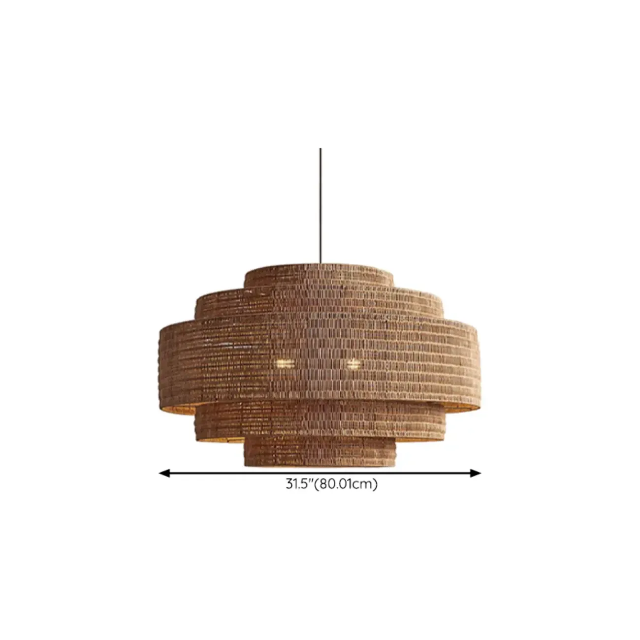 Oriental Brown Tiered Rattan Pendant Light for Dining Area Image - 15