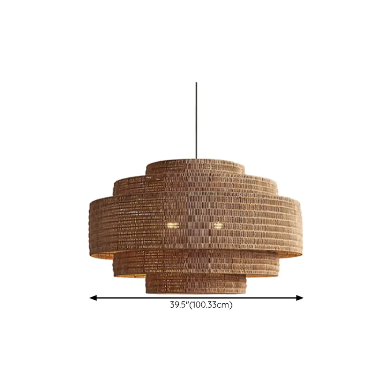Oriental Brown Tiered Rattan Pendant Light for Dining Area Image - 16