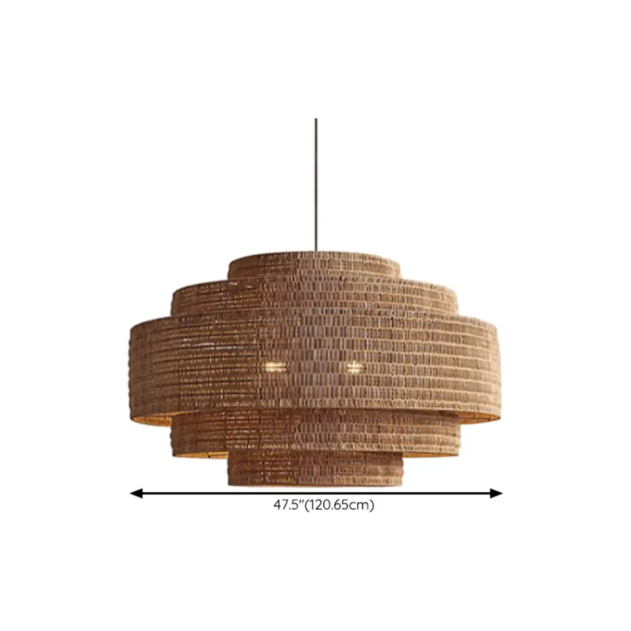 Oriental Brown Tiered Rattan Pendant Light for Dining Area Image - 17