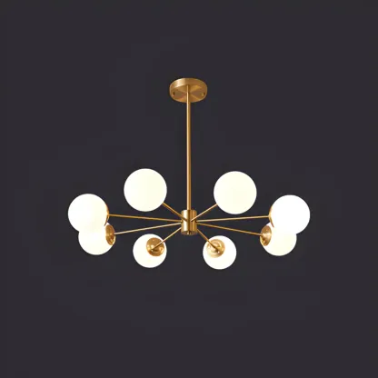 Modern Sputnik Chandelier Gold Metal Living Room Light Image - 8