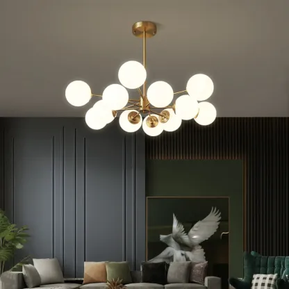 Modern Sputnik Chandelier Gold Metal Living Room Light Image - 4