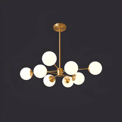 Modern Sputnik Chandelier Gold Metal Living Room Light Image - 9