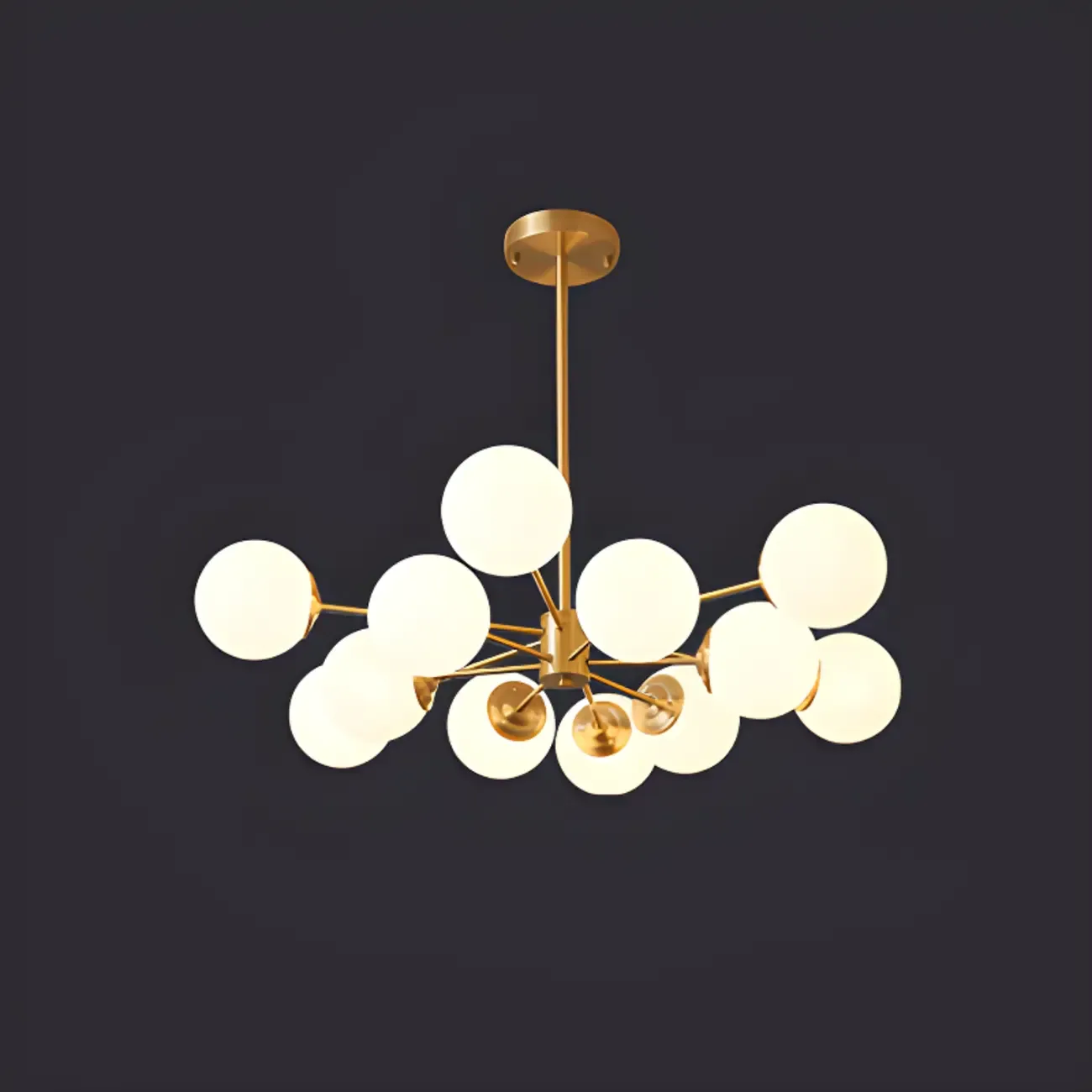 Modern Sputnik Chandelier Gold Metal Living Room Light Image - 10