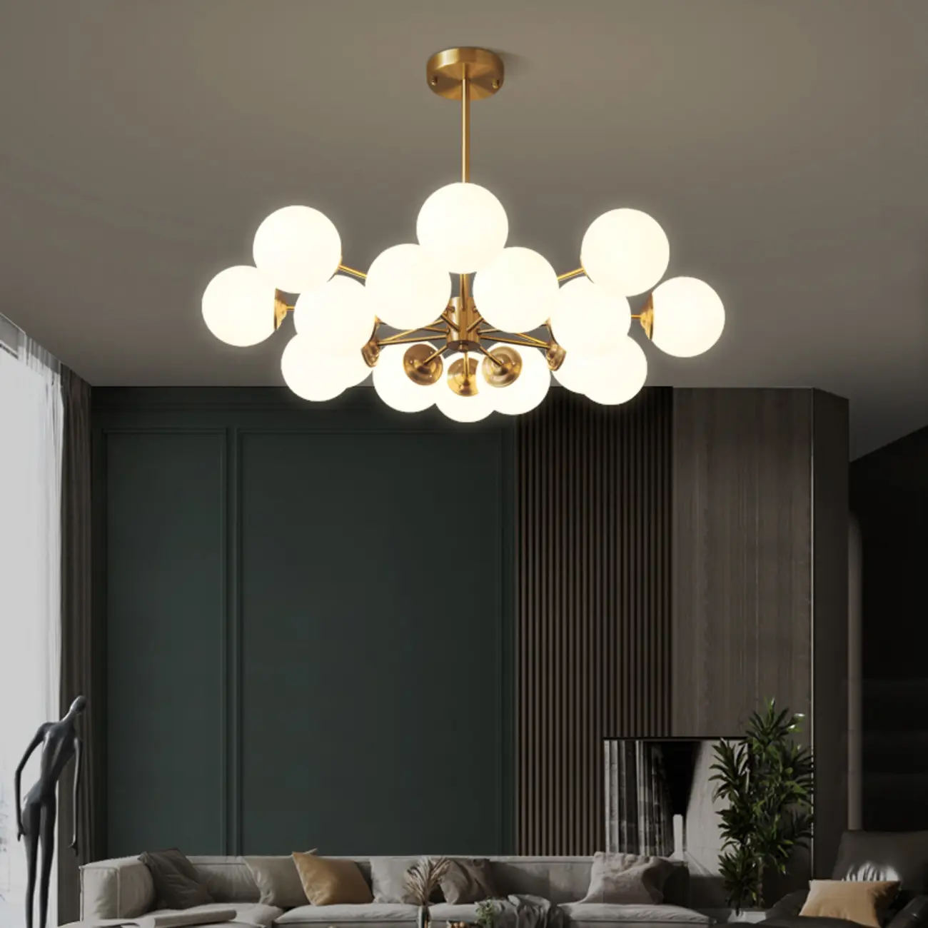 Modern Sputnik Chandelier Gold Metal Living Room Light Image - 5 | homeyfad
