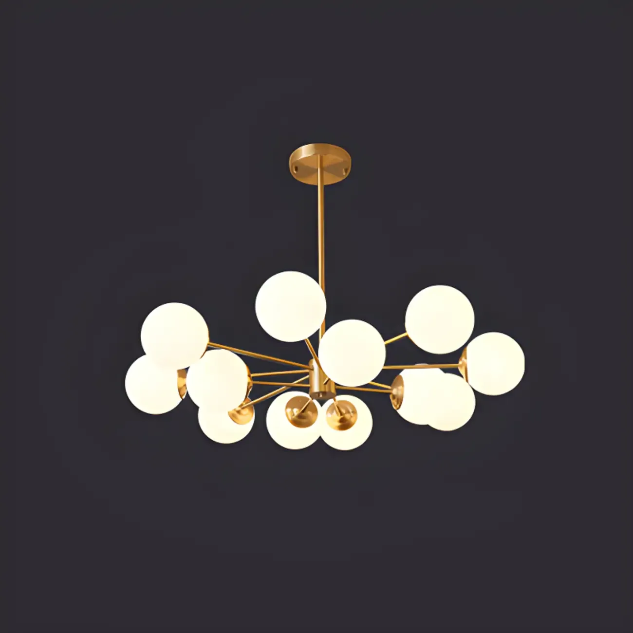 Modern Sputnik Chandelier Gold Metal Living Room Light Image - 11