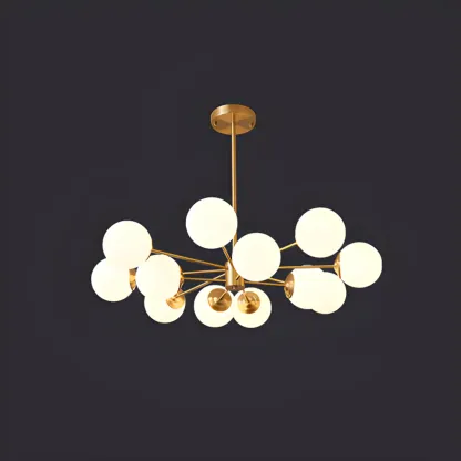 Modern Sputnik Chandelier Gold Metal Living Room Light Image - 11