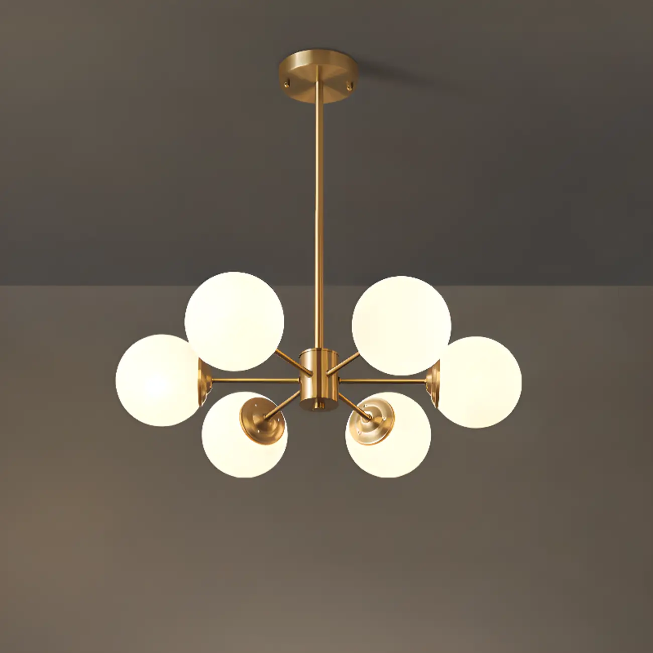 Modern Sputnik Chandelier Gold Metal Living Room Light Image - 13 | homeyfad