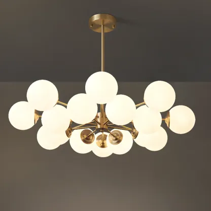 Modern Sputnik Chandelier Gold Metal Living Room Light Image - 14