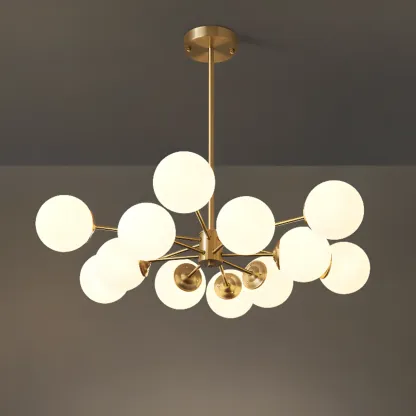 Modern Sputnik Chandelier Gold Metal Living Room Light Image - 15
