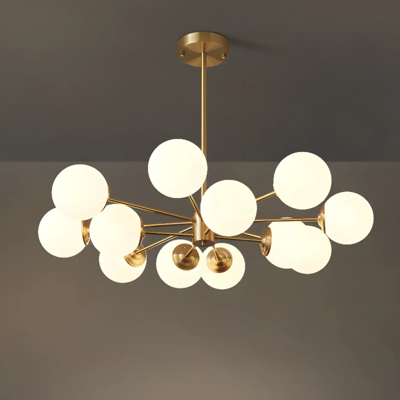 Modern Sputnik Chandelier Gold Metal Living Room Light Image - 16