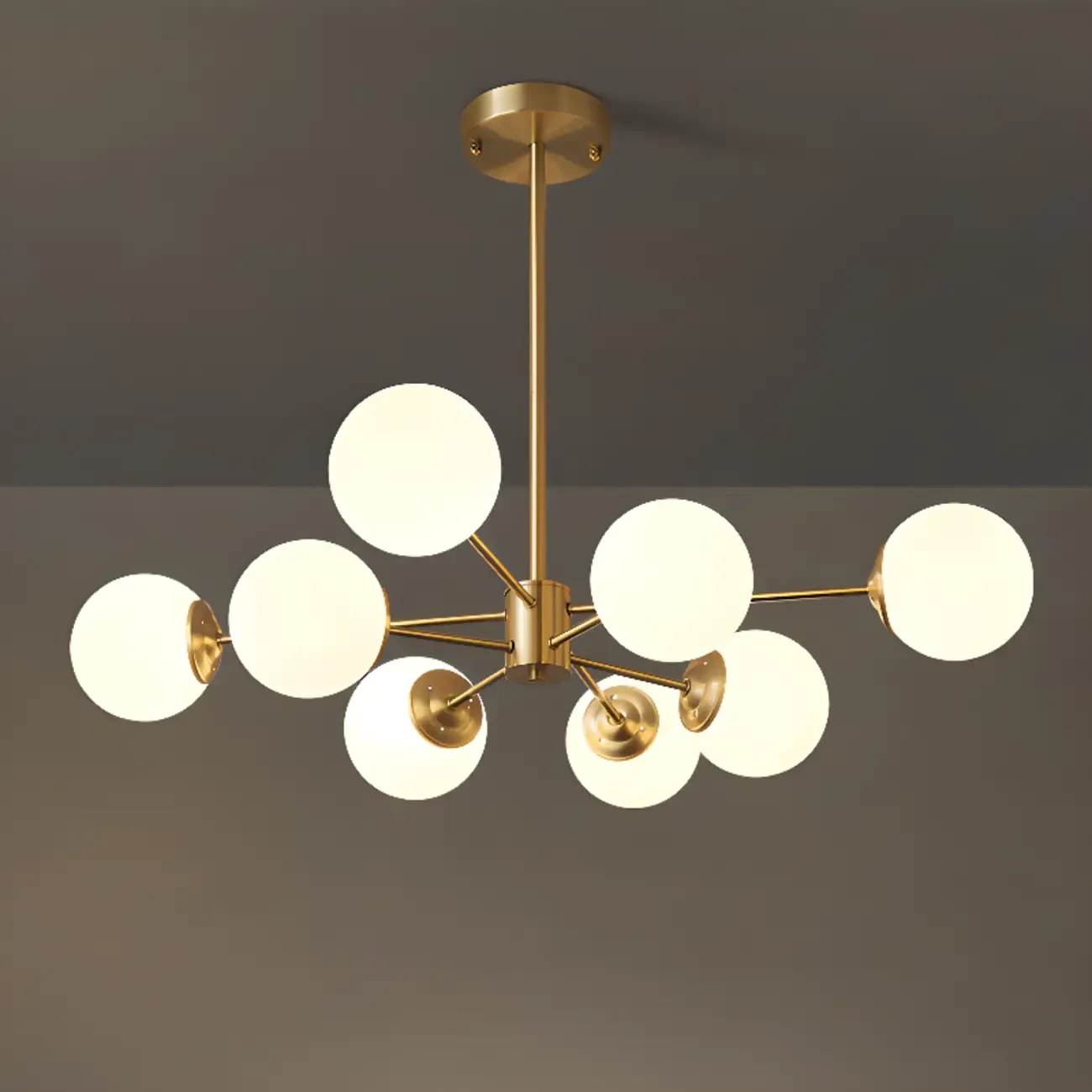 Modern Sputnik Chandelier Gold Metal Living Room Light Image - 17