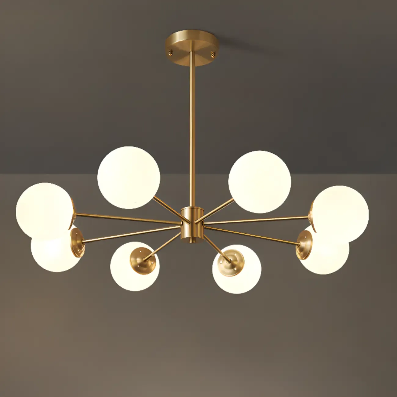 Modern Sputnik Chandelier Gold Metal Living Room Light Image - 18