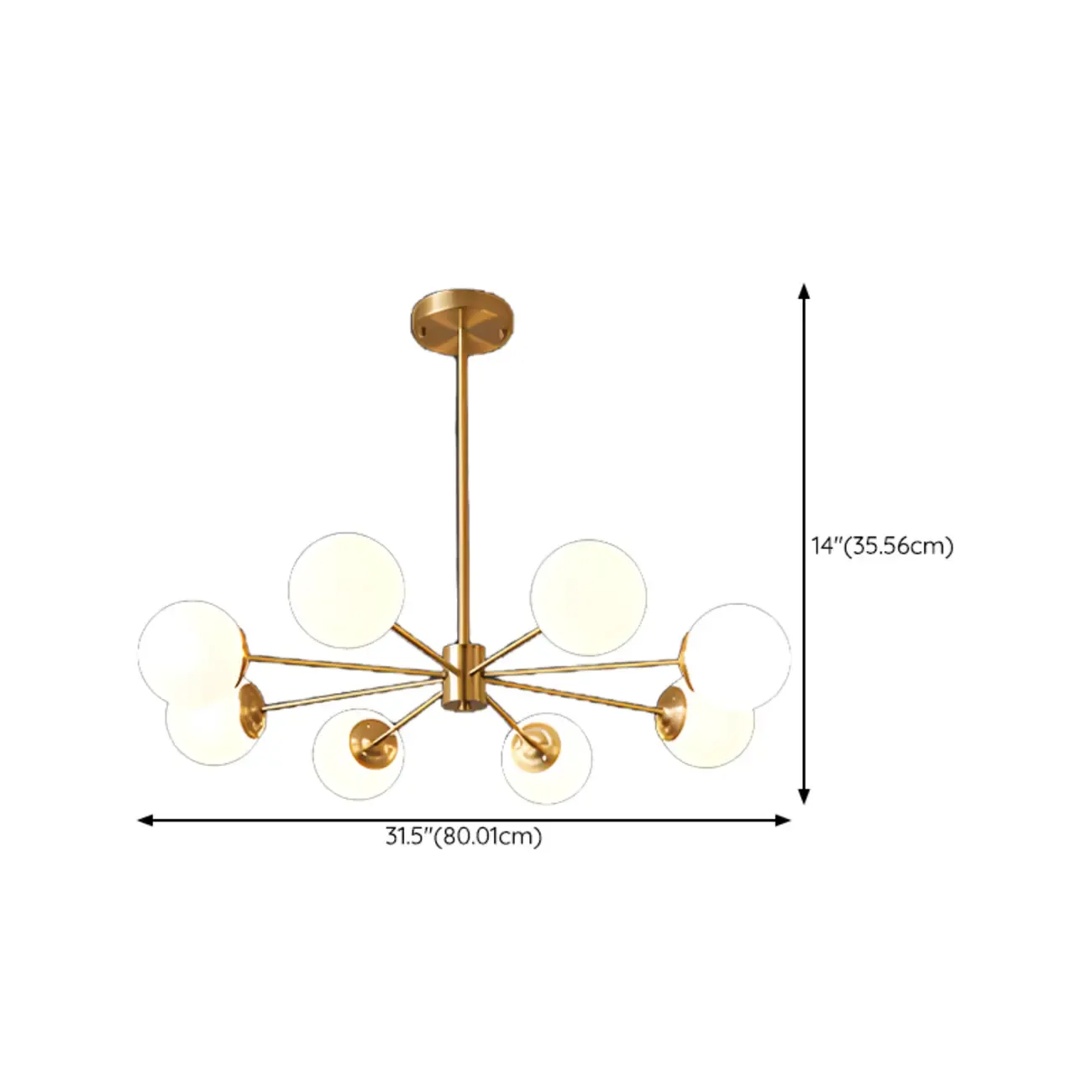 Modern Sputnik Chandelier Gold Metal Living Room Light Image - 20