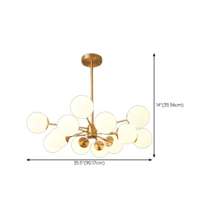 Modern Sputnik Chandelier Gold Metal Living Room Light Image - 22