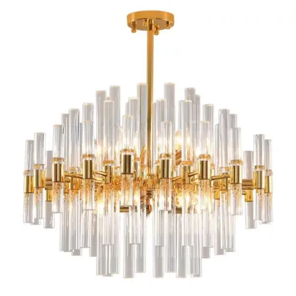 Modern Crystal Chandelier with Gold Finish for Living Room Image - 6