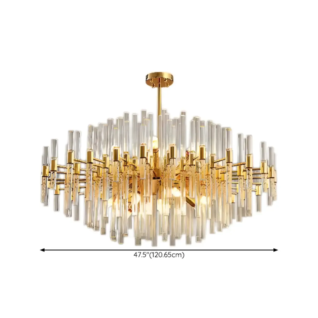 Modern Crystal Chandelier with Gold Finish for Living Room Image - 9