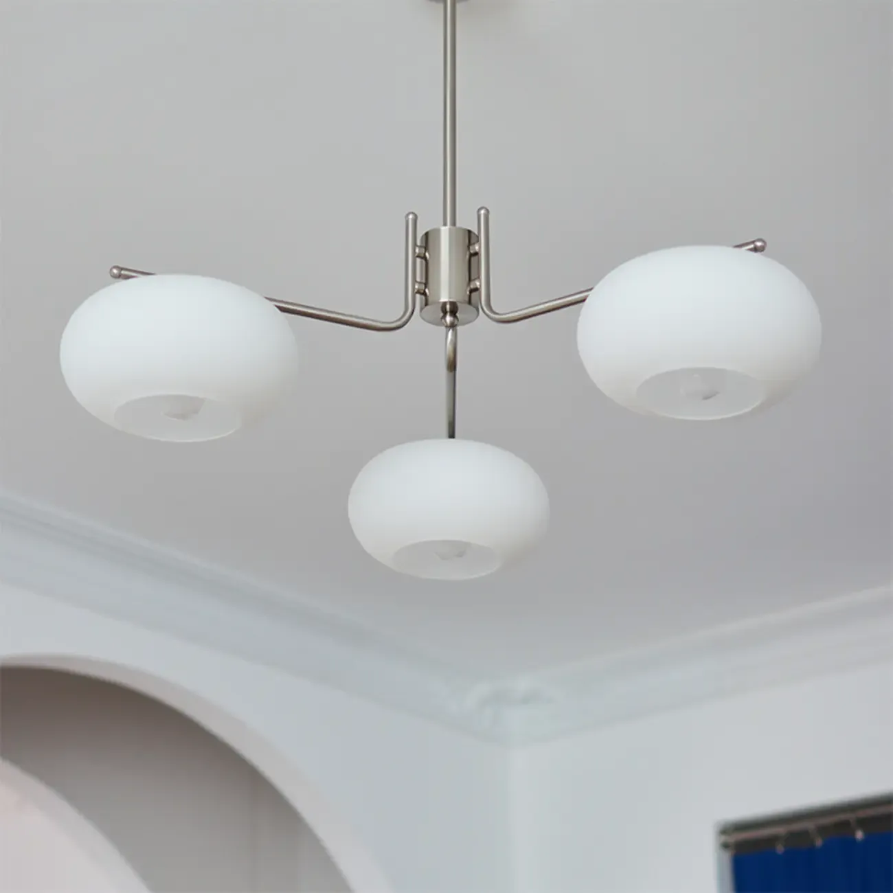 Modern Flush Mount Metal Chandelier for Dining Room Image - 4