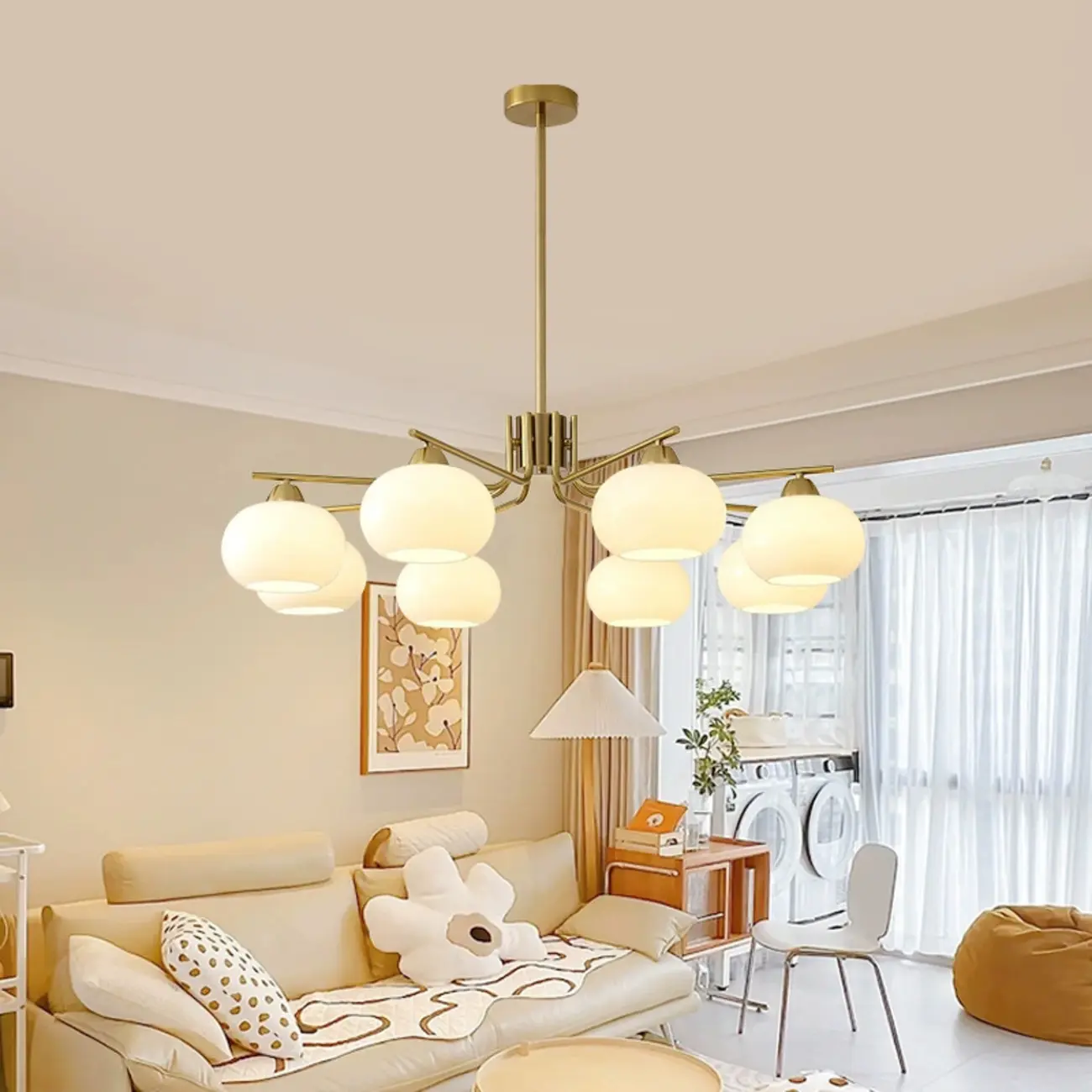 Modern Flush Mount Metal Chandelier for Dining Room Image - 3 | homeyfad
