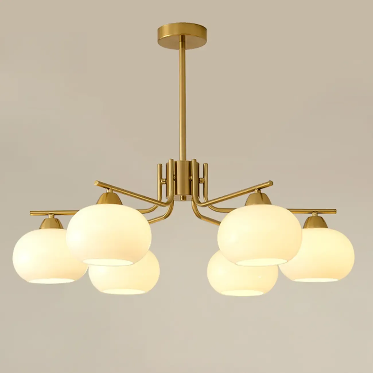 Modern Flush Mount Metal Chandelier for Dining Room Image - 7