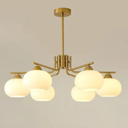 Modern Flush Mount Metal Chandelier for Dining Room Image - 7