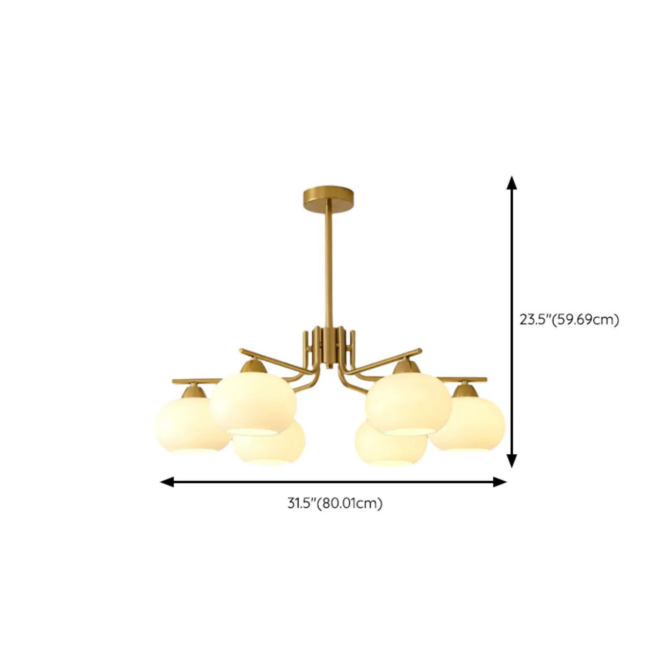 Modern White Drum Glass Living Room Chandelier #size