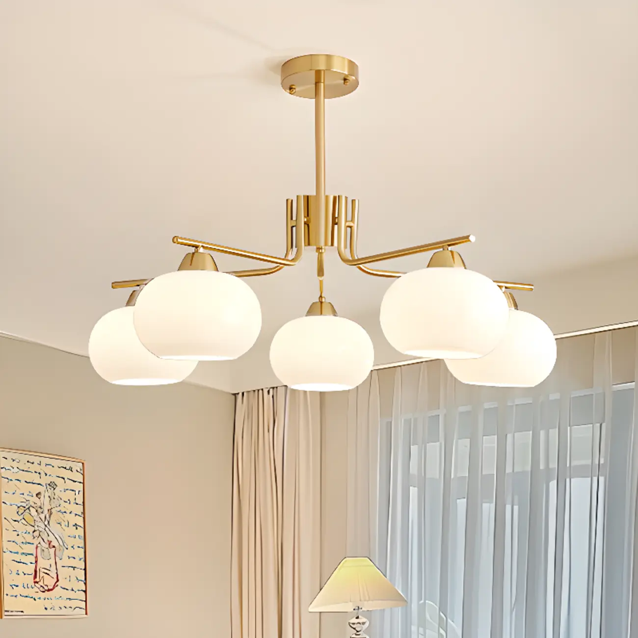 Contemporary Glass Drum Circle Chandelier Height Adjustable Image - 6 | homeyfad