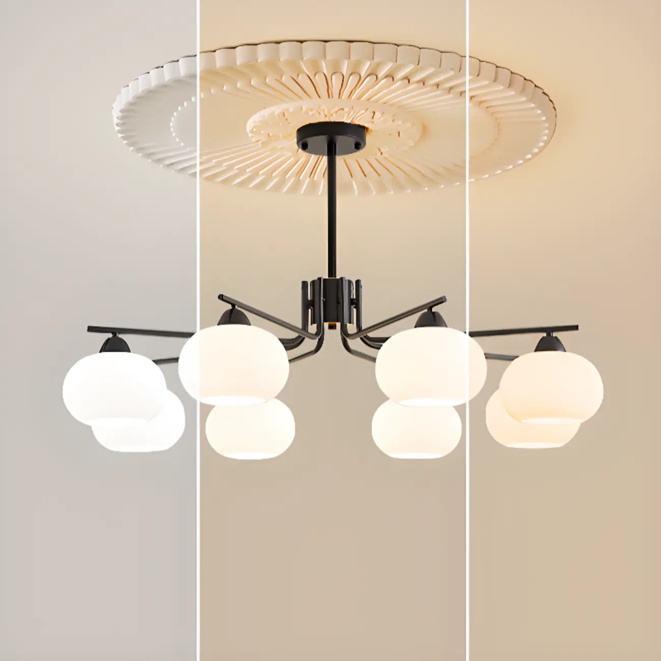 Contemporary Glass Drum Circle Chandelier Height Adjustable Image - 10 | homeyfad