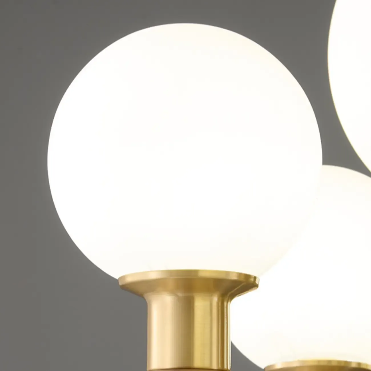 Mid-Century Brass Wood Chandelier with Globe Glass Shade Image - 8