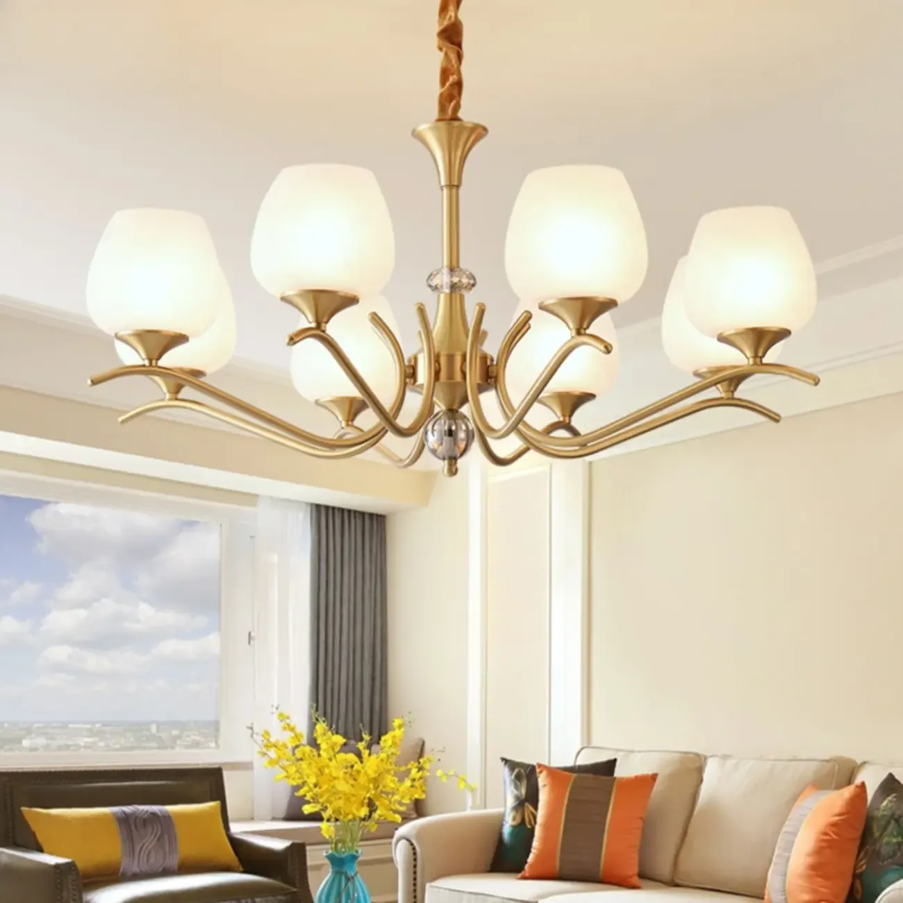 Modern Glass Chandelier for Living Room Luxury Decor Image - 2