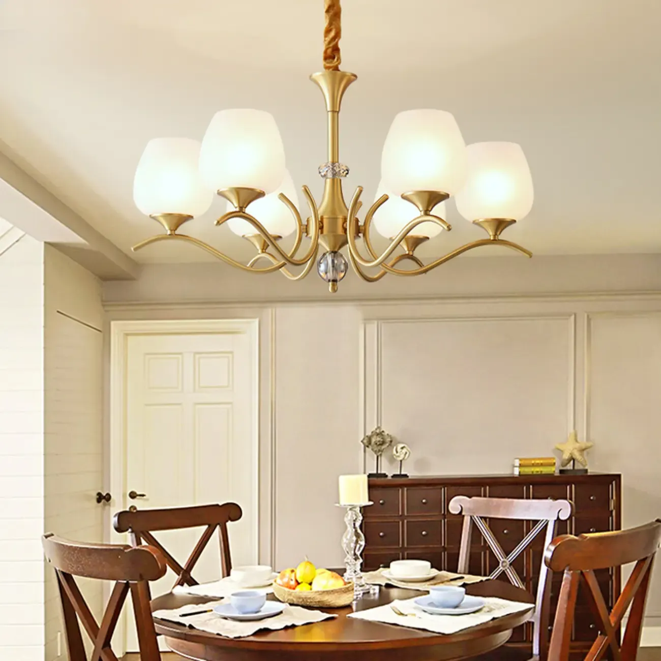 Modern Glass Chandelier for Living Room Luxury Decor Image - 1